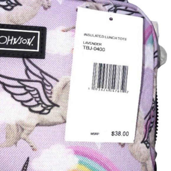 Betsey Johnson Insulated Purple Unicorns Pegasus & Rainbow Clouds Lunch Tote - Picture 3 of 8